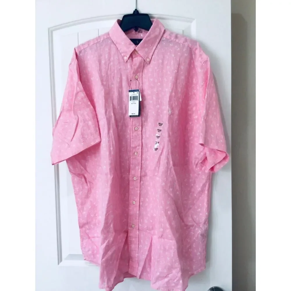 NWT❤️Ralph Lauren Classic Fit Linen Floral Button Down Shirt szXL